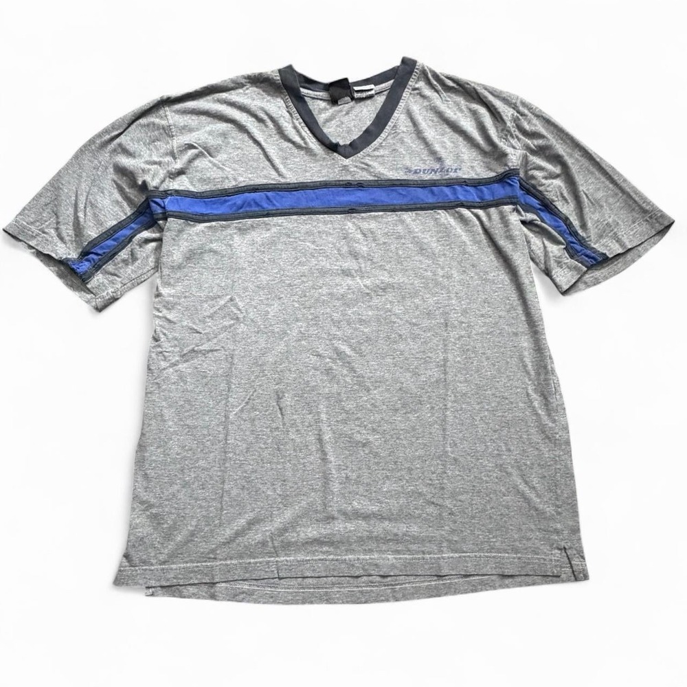 Vintage Dunlop Sport V-Neck T-Shirt Men's Size Medium 90s Y2K 2000s